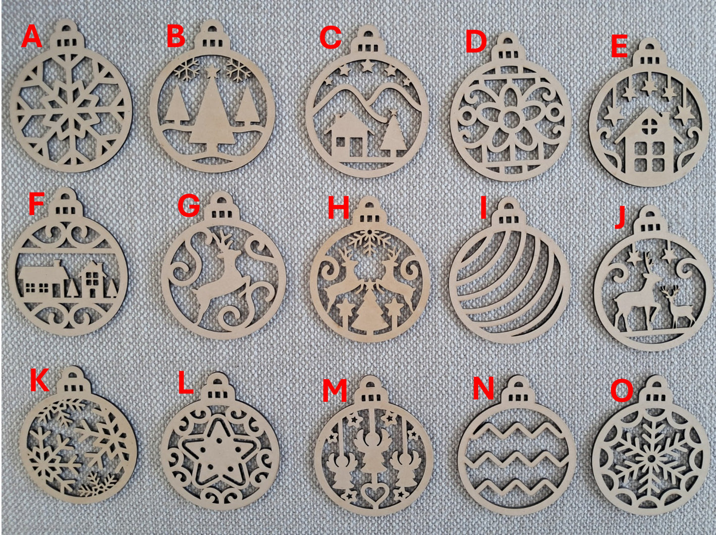 DIY - 10cm Christmas Baubles, Wooden, Tree Decoration, Laser Cut Ornaments - Urban Vibe Studio