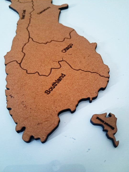 New Zealand Map with Regions - Laser Cut Wall Art - Urban Vibe Studio