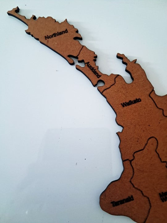 New Zealand Map with Regions - Laser Cut Wall Art - Urban Vibe Studio