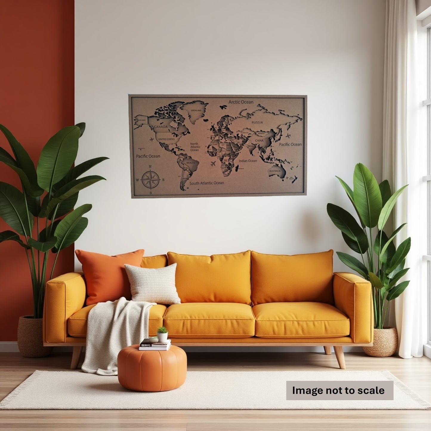3D World Map, 8 Layers, Laser Cut Wall Art - Urban Vibe Studio