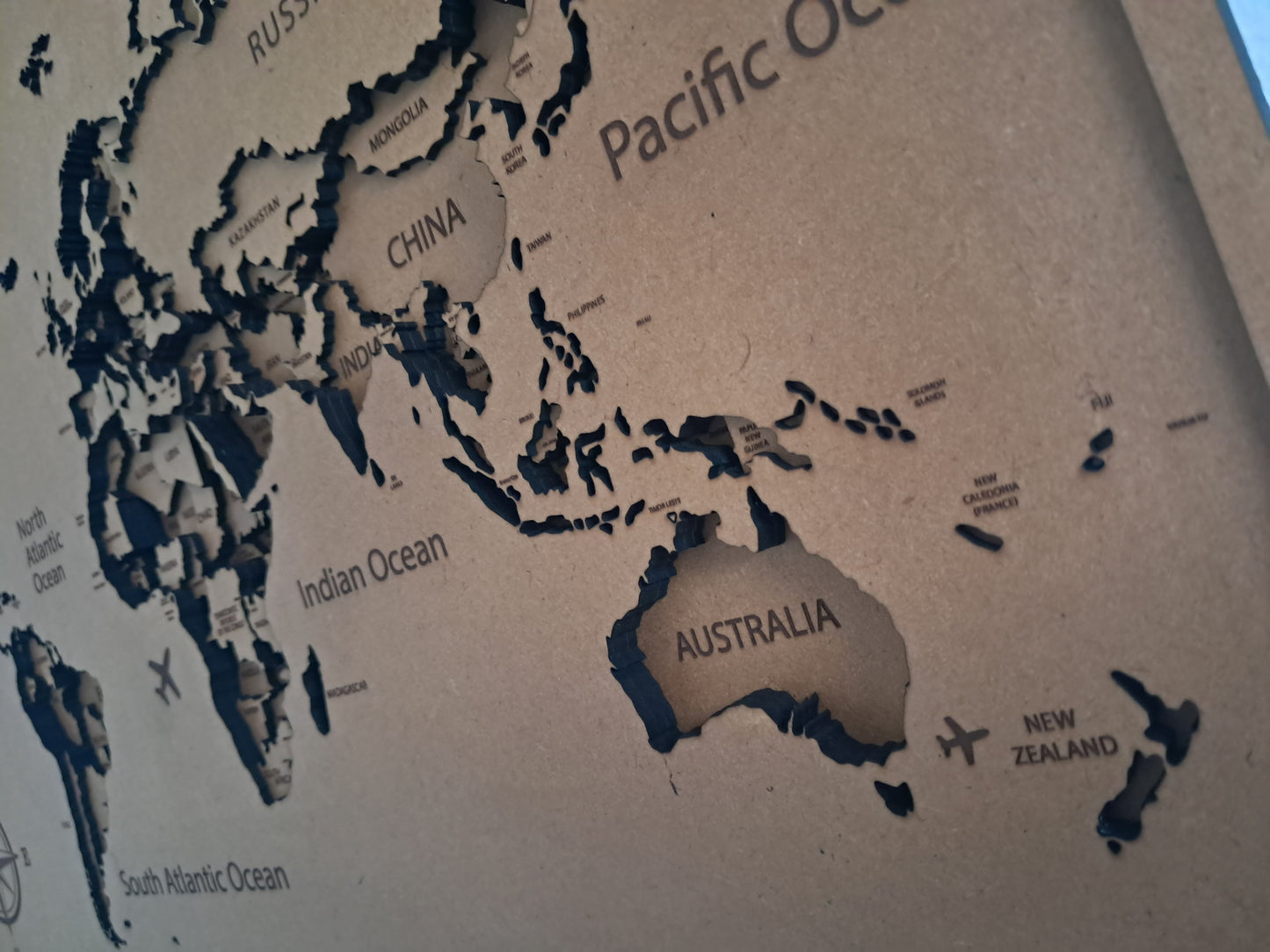 3D World Map, 8 Layers, Laser Cut Wall Art - Urban Vibe Studio
