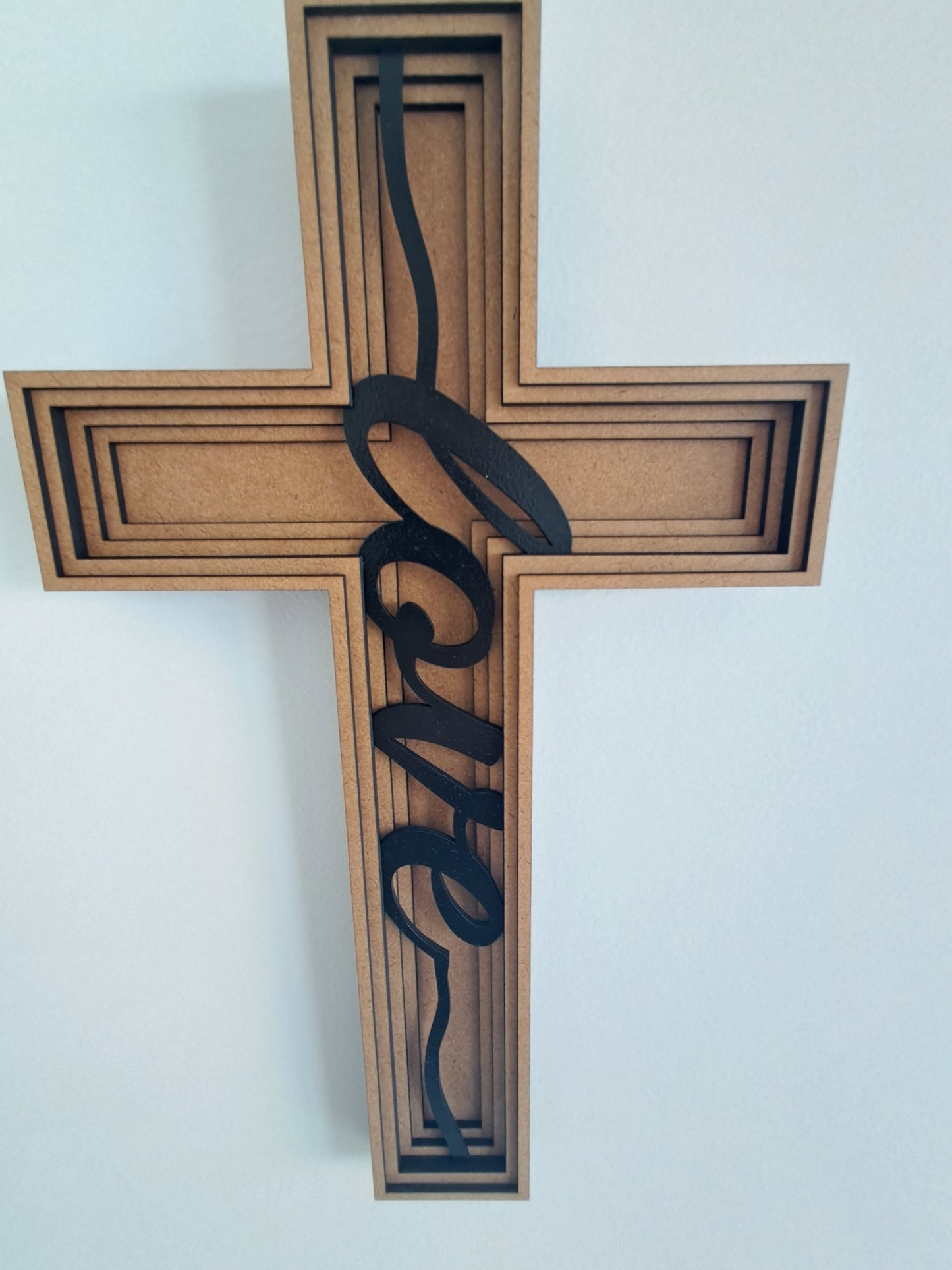 Cross "Love" - 6 Layer, Laser Cut Wall Art - Urban Vibe Studio