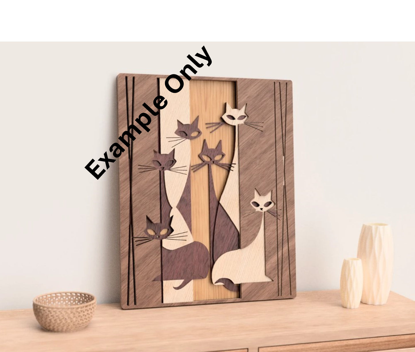 5 Layer, Laser Cut Wall Art "Kit" - Abstract Cat - Urban Vibe Studio