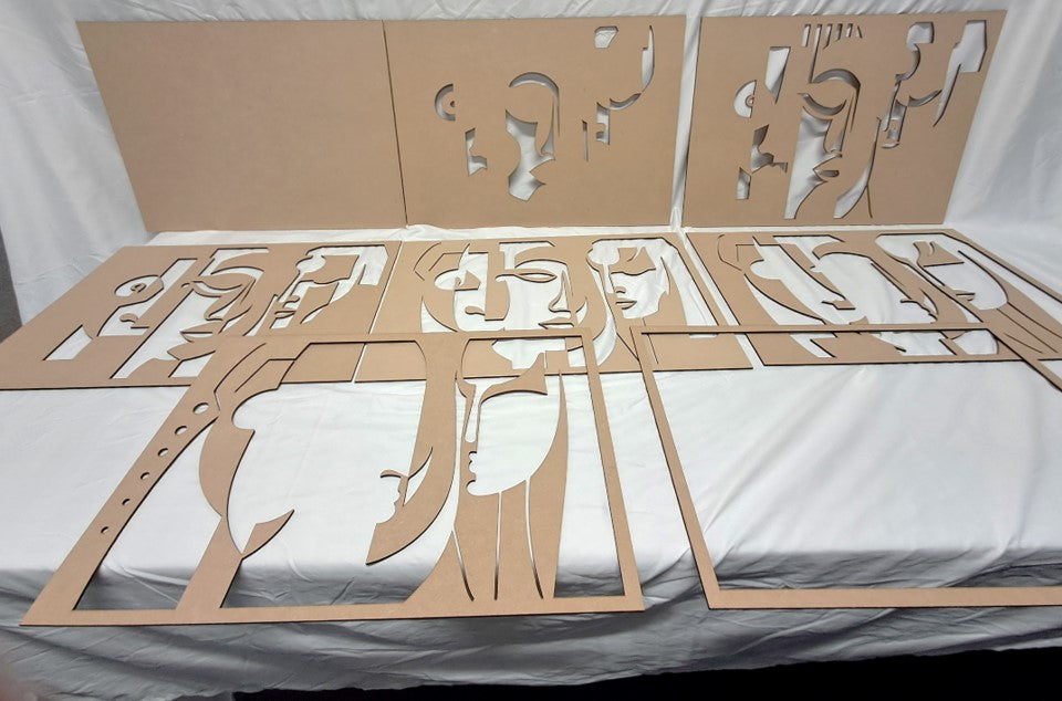 8 Layer, Laser Cut Wall Art "Kit" - Abstract Faces - Urban Vibe Studio