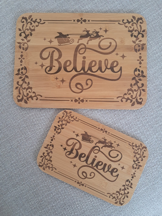 Set of Two - Christmas Serving Boards - Believe - Urban Vibe Studio