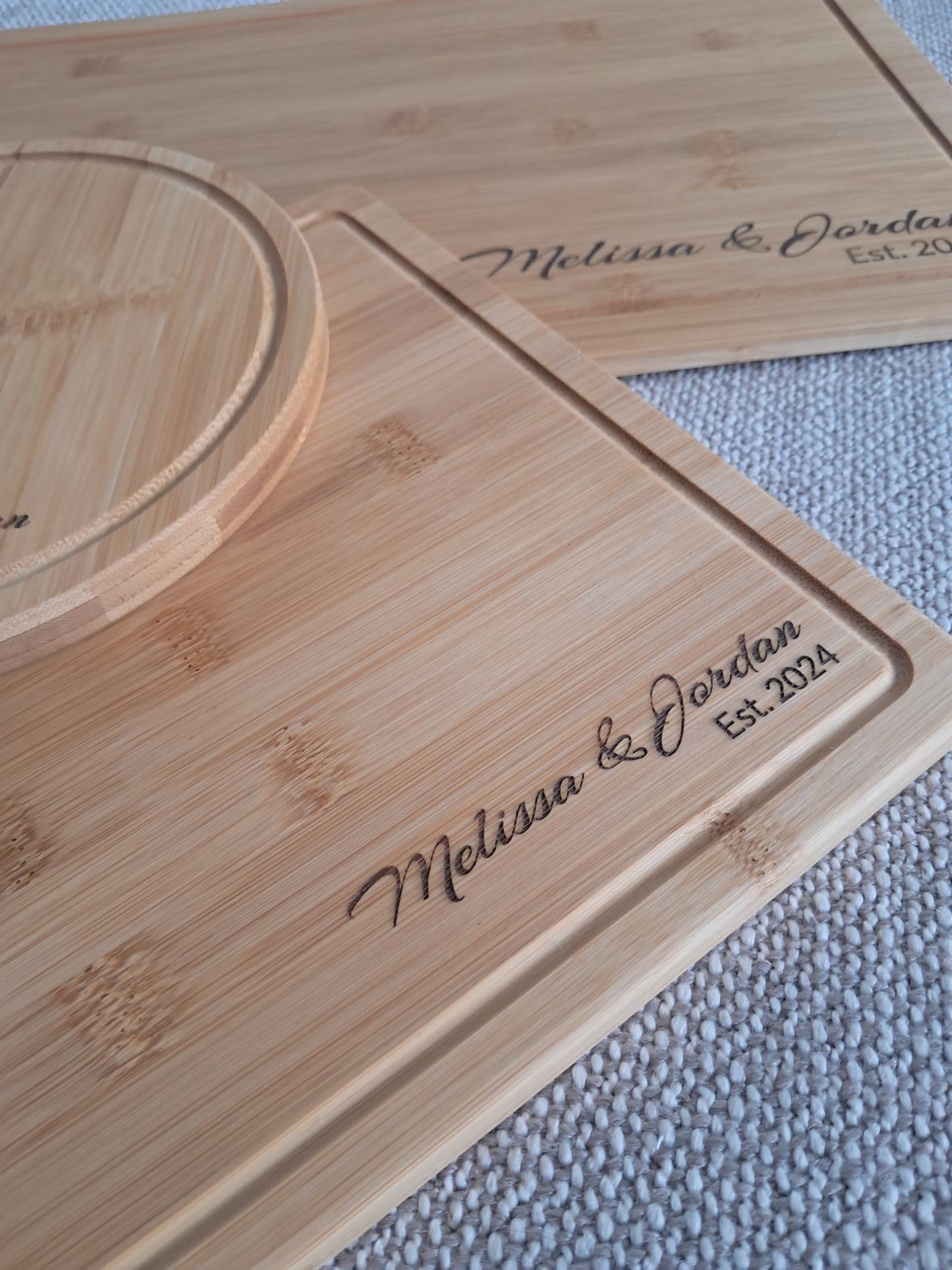 Set of Three Personalised Serving / Cutting Boards - Laser Engraved - Urban Vibe Studio