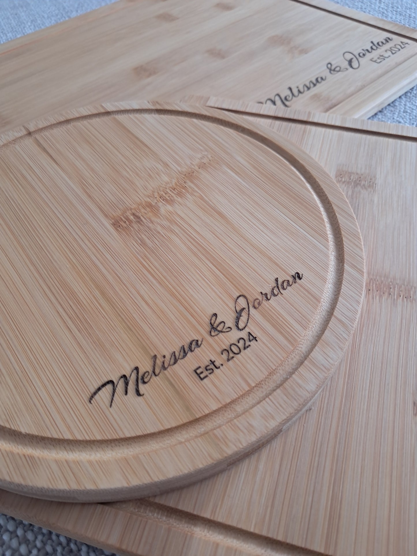 Set of Three Personalised Serving / Cutting Boards - Laser Engraved - Urban Vibe Studio