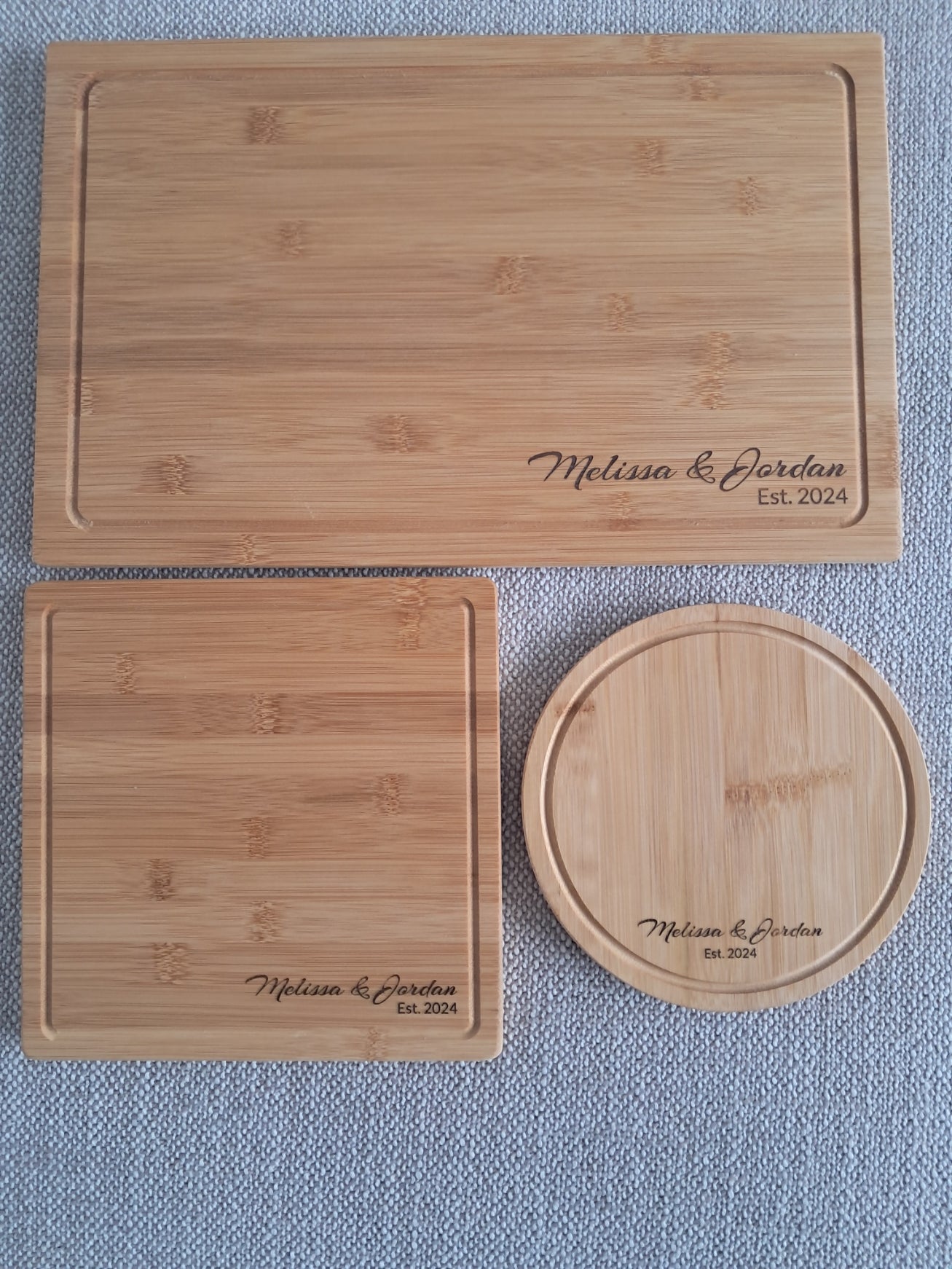 Set of Three Personalised Serving / Cutting Boards - Laser Engraved - Urban Vibe Studio
