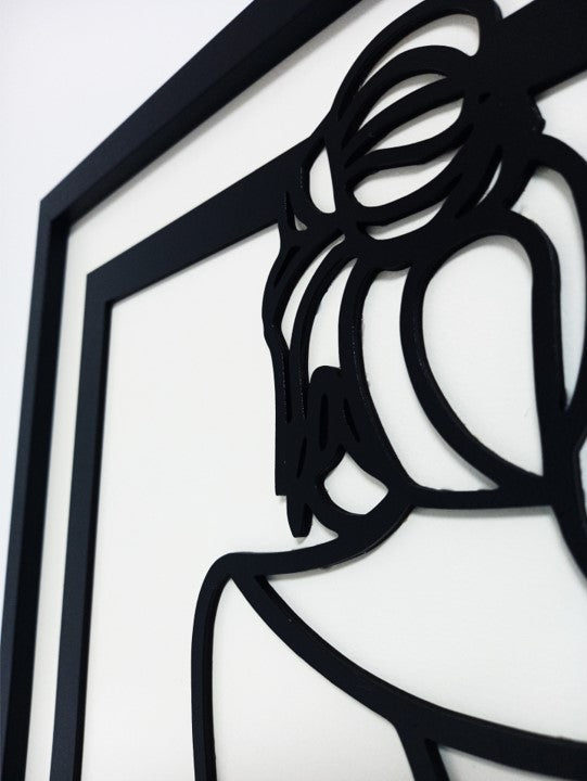 Wine Time Girl - Laser Cut Wall Art, Framed - 53cm x 43cm x 3cm - Urban Vibe Studio