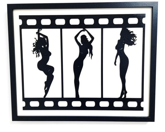 Dancing Girl Strip - Laser Cut Wall Art, Framed - 53cm x 43cm x 3cm - Urban Vibe Studio