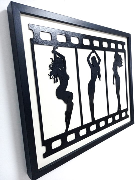 Dancing Girl Strip - Laser Cut Wall Art, Framed - 53cm x 43cm x 3cm - Urban Vibe Studio