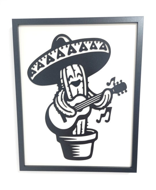 Singing Dancing Cactus - Laser Cut Wall Art, Framed - 53cm x 43cm x 3cm - Urban Vibe Studio