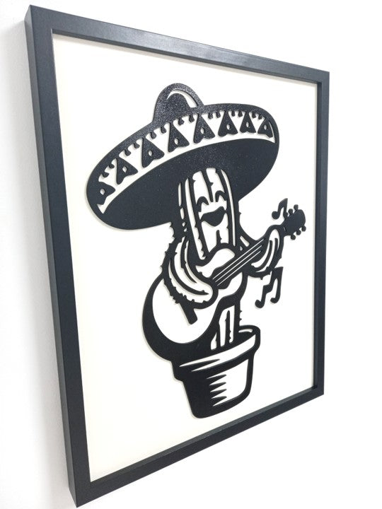 Singing Dancing Cactus - Laser Cut Wall Art, Framed - 53cm x 43cm x 3cm - Urban Vibe Studio