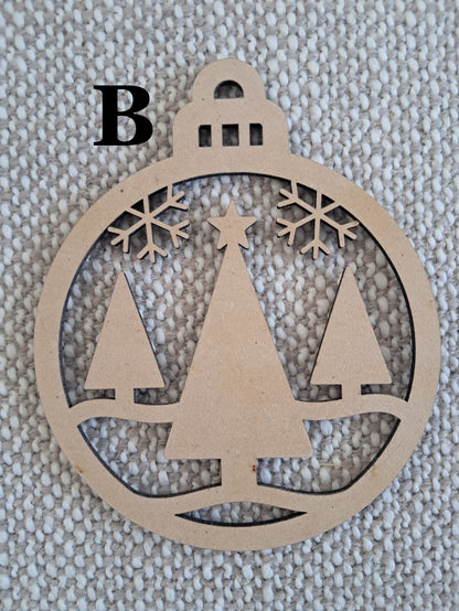 DIY - 10cm Christmas Baubles, Wooden, Tree Decoration, Laser Cut Ornaments - Urban Vibe Studio