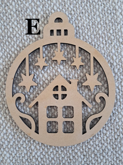 DIY - 10cm Christmas Baubles, Wooden, Tree Decoration, Laser Cut Ornaments - Urban Vibe Studio