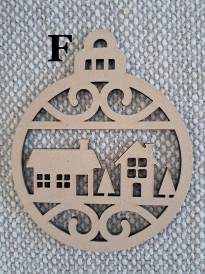 DIY - 10cm Christmas Baubles, Wooden, Tree Decoration, Laser Cut Ornaments - Urban Vibe Studio