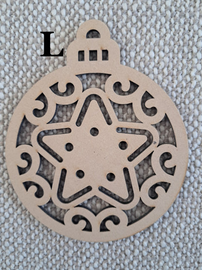DIY - 10cm Christmas Baubles, Wooden, Tree Decoration, Laser Cut Ornaments - Urban Vibe Studio
