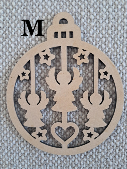 DIY - 10cm Christmas Baubles, Wooden, Tree Decoration, Laser Cut Ornaments - Urban Vibe Studio