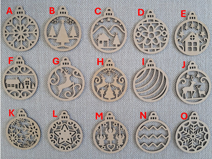 DIY - 10cm Christmas Baubles, Wooden, Tree Decoration, Laser Cut Ornaments - Urban Vibe Studio