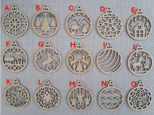 DIY - 10cm Christmas Baubles, Wooden, Tree Decoration, Laser Cut Ornaments - Urban Vibe Studio