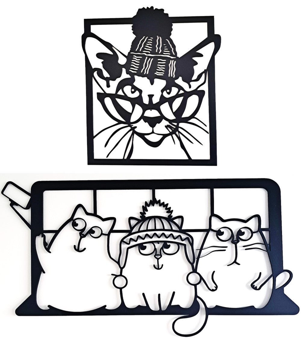 Two Picture Combo - Cool Cats - Laser Cut Wall Art - Urban Vibe Studio