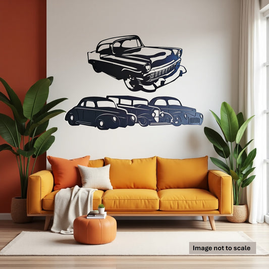Classic Cars - Two Picture Combo - Laser Cut Wall Art - Urban Vibe Studio