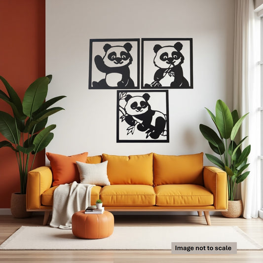 Cute Panda Combo - Laser Cut Wall Art - Urban Vibe Studio