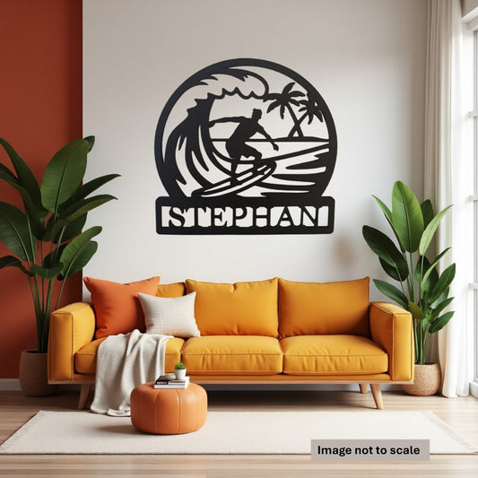 Personalised Guys Surfing Sign - Laser Cut Wall Art - Urban Vibe Studio