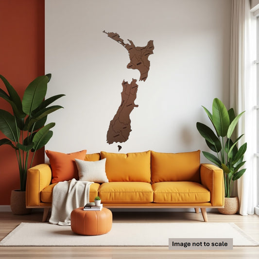New Zealand Map with Regions - Laser Cut Wall Art - Urban Vibe Studio