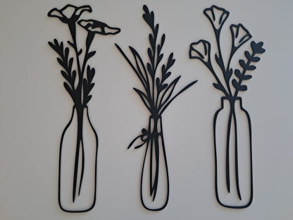 Vase of Flowers Combo - Laser Cut Wall Art - NZ Made