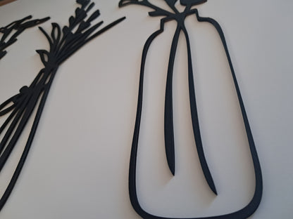 Vase of Flowers Combo - Laser Cut Wall Art - NZ Made