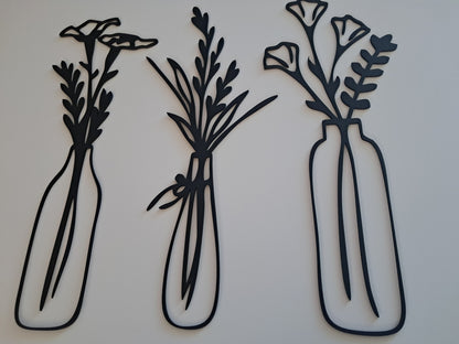 Vase of Flowers Combo - Laser Cut Wall Art - NZ Made
