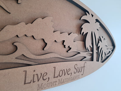 Live, Love, Surf - 4 Layer, Laser Cut Wall Art - Urban Vibe Studio