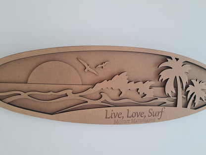 Live, Love, Surf - 4 Layer, Laser Cut Wall Art - Urban Vibe Studio