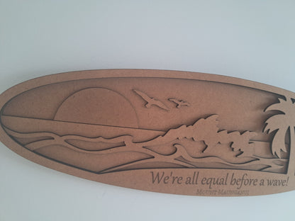 We're all equal before a wave! - 4 Layer, Laser Cut Wall Art - Urban Vibe Studio