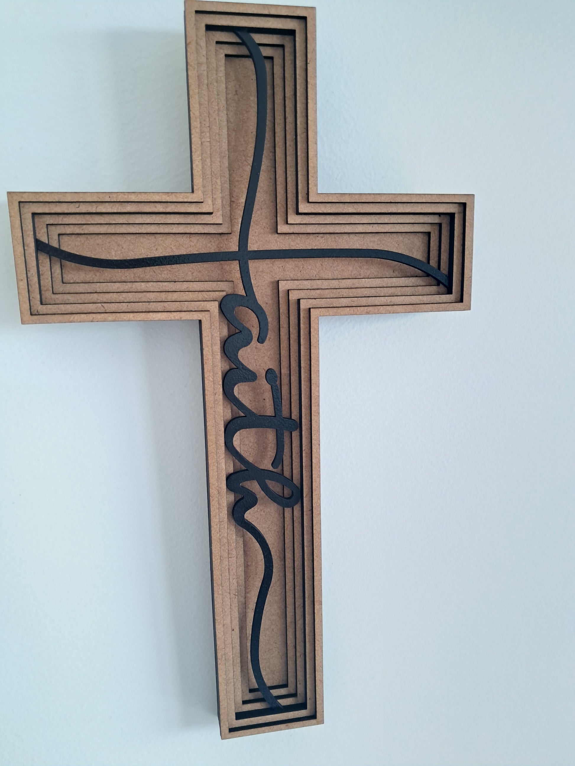 Cross  "Faith" - 6 Layer, Laser Cut Wall Art - Urban Vibe Studio