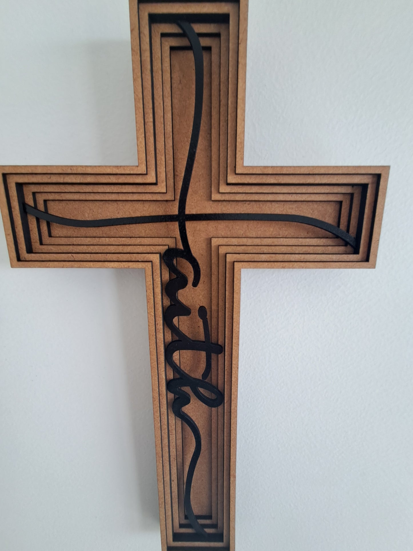 Cross  "Faith" - 6 Layer, Laser Cut Wall Art - Urban Vibe Studio