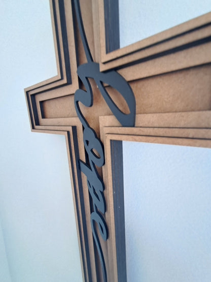 Cross  "Hope" - 6 Layer, Laser Cut Wall Art - Urban Vibe Studio
