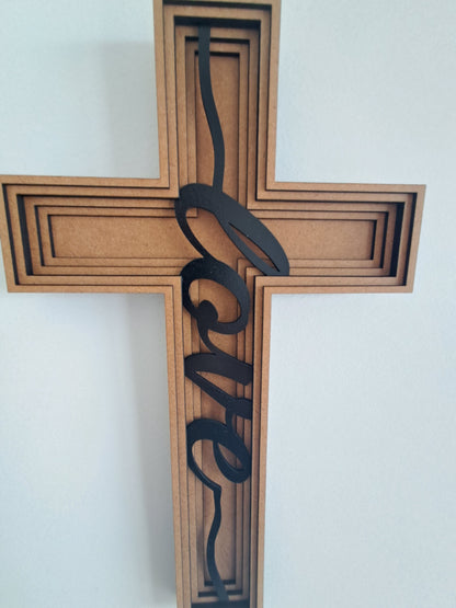 Cross  "Love" - 6 Layer, Laser Cut Wall Art - Urban Vibe Studio