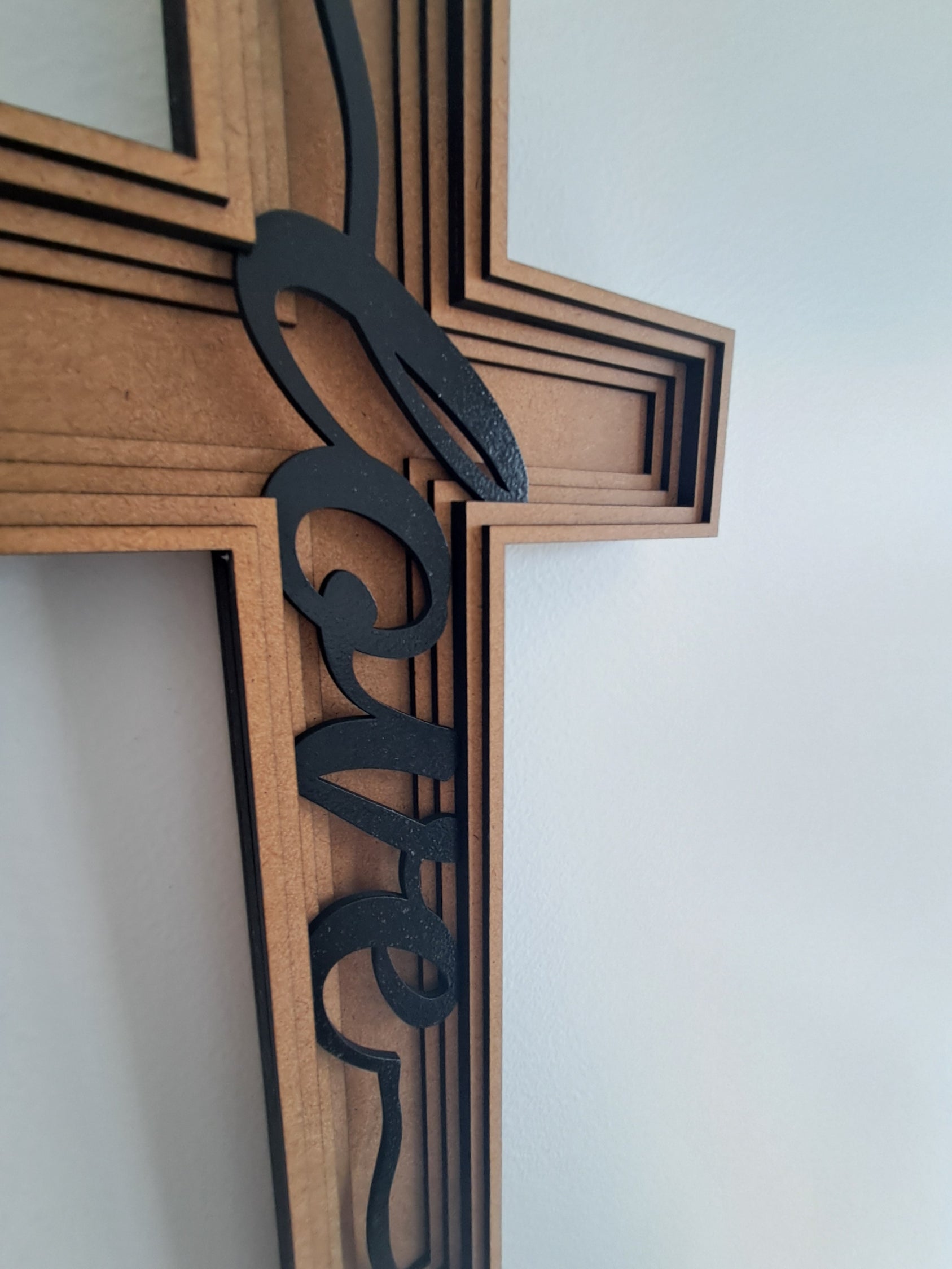 Cross  "Love" - 6 Layer, Laser Cut Wall Art - Urban Vibe Studio