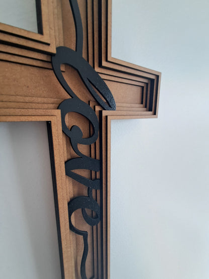 Cross  "Love" - 6 Layer, Laser Cut Wall Art - Urban Vibe Studio
