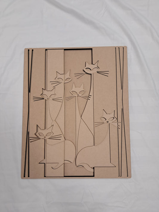 5 Layer, Laser Cut Wall Art "Kit" - Abstract Cat - Urban Vibe Studio