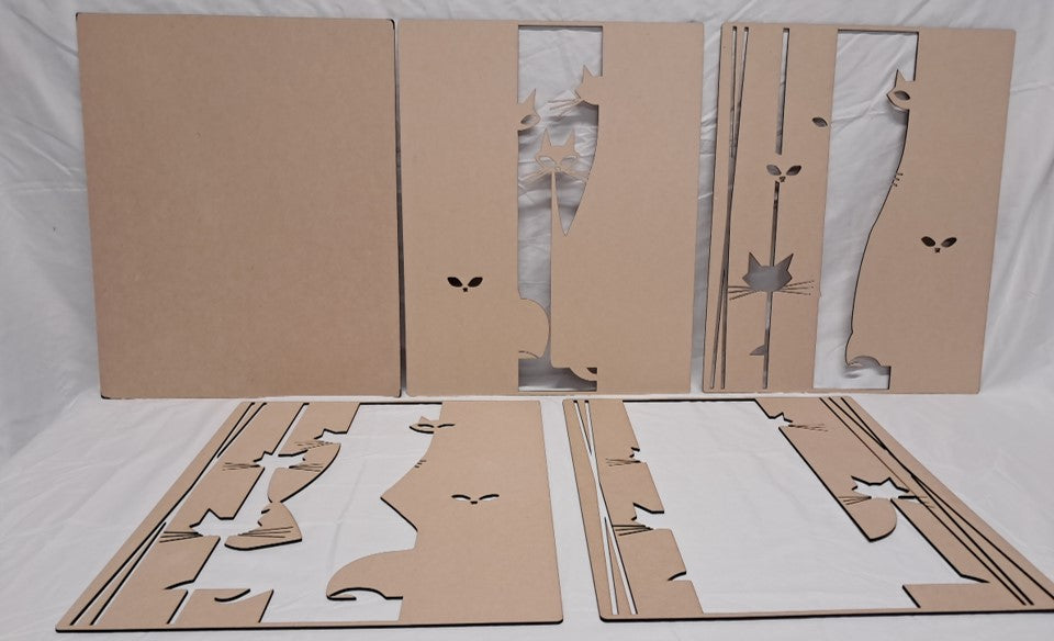 5 Layer, Laser Cut Wall Art "Kit" - Abstract Cat - Urban Vibe Studio