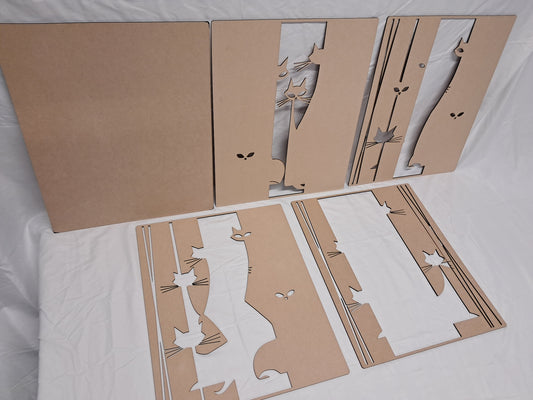 5 Layer, Laser Cut Wall Art "Kit" - Abstract Cat - Urban Vibe Studio