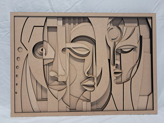 8 Layer, Laser Cut Wall Art "Kit" - Abstract Faces - Urban Vibe Studio