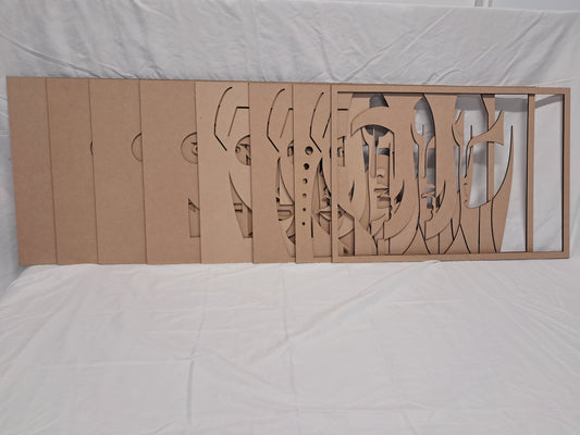 8 Layer, Laser Cut Wall Art "Kit" - Abstract Faces - Urban Vibe Studio
