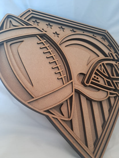5 Layer, American Football (NFL), Laser Cut Wall Art "Kit" - NZ Made
