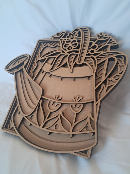 6 Layer, Watering Can, Laser Cut Wall Art "Kit" - NZ Made