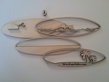 4 Layer, Surfing Phrases, Laser Cut Wall Art "Kit" - NZ Made - Urban Vibe Studio