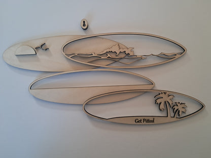 4 Layer, Surfing Phrases, Laser Cut Wall Art "Kit" - NZ Made - Urban Vibe Studio